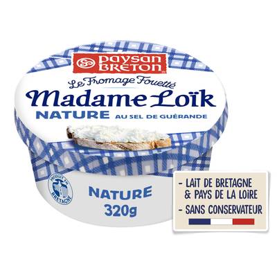 Paysan Breton Fromage fouetté Madame Loik nature au sel de Guérande, 320g