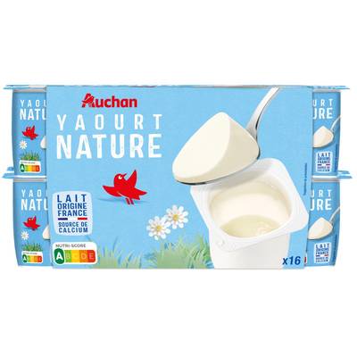 Auchan Yaourt nature, 16x125g