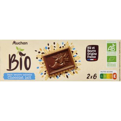 Auchan BIO Biscuits petit beurre avec tablette de chocolat au lait bio, 150g