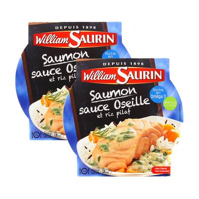 William Saurin Saumon sauce oseille et riz, Lot de 2x300g