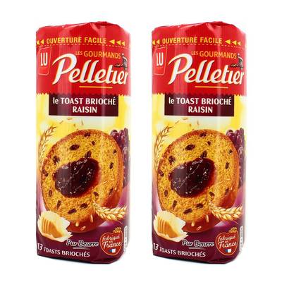 Pelletier Toasts Briochés et Raisins Secs, 2x175g