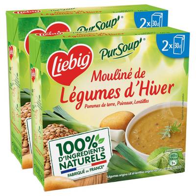 Liebig Soupe Mouliné de Légumes d'Hiver- Pommes de terre, Poireaux, Lentilles, Lot de 2x2x30cl