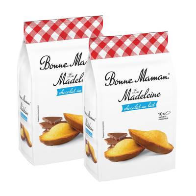 Bonne Maman Madeleine tradition nappée chocolat au lait, 2x300g