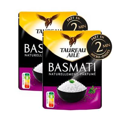 Taureau Ailé Riz Micro-ondes Express Basmati Nature, Lot de 2x220g