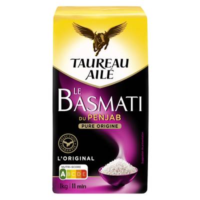 Taureau Ailé Riz Basmati du Penjab Long Grain, 1kg