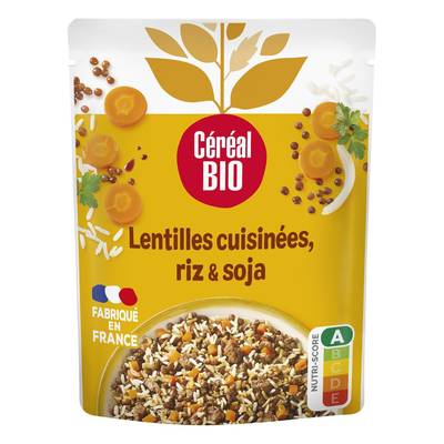 Céréal Bio Lentilles Cuisinées Riz Soja Vegan Bio, 250g
