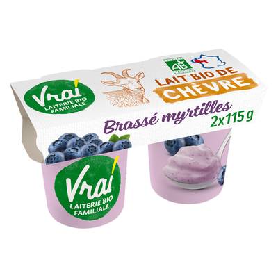 Vrai Yaourt myrtille bio au lait de chèvre, 2x125g