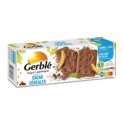 Gerblé Teneur Réduite 16 Biscuits Cacao Céréales -55% de sucres en moins, 160g