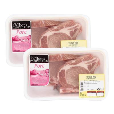 Bons morceaux Côte de Porc Avec Os, Lot de 4x150g