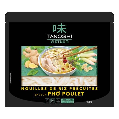 Tanoshi - Vietnam Nouilles de Riz Précuites Saveur Poulet pour Soupe Pho, 380g