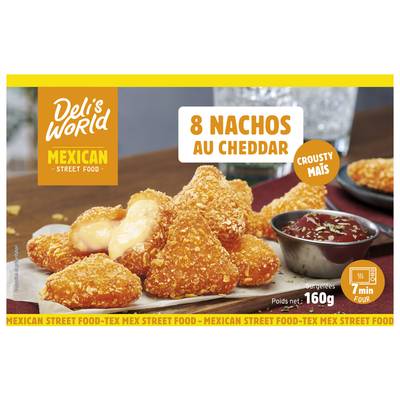 Deli's World Nachos au cheddar, 8 Nachos - 160g