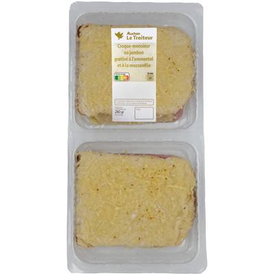 Auchan Le Traiteur Croque Monsieur au Jambon Emmental et Mozzarella, 2x140g