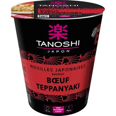 Tanoshi - Japon Nouilles Japonaises Saveur Boeuf Teppanyaki, 65g