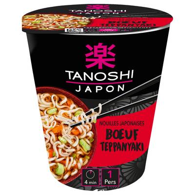 Tanoshi - Japon Nouilles Japonaises Saveur Boeuf Teppanyaki, 65g