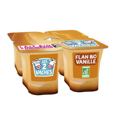 Les 2 Vaches Flan Bio à la Vanille de Madagascar, 4x100g