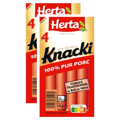 Herta Knacki Original  100% Pur Porc, Lot de 2x140g