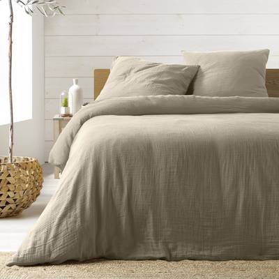 Douceur D Interieur Parure en gaze sable, 240 x 220 cm 3 pièces