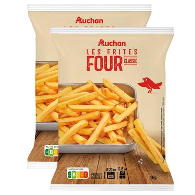 Auchan Frites au four classique, Lot de 2x1kg