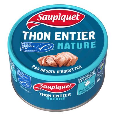 Saupiquet Thon Entier Naturel MSC sans égouttage, 93g