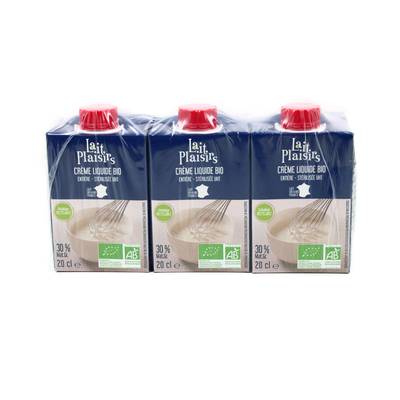 Lait Plaisirs Crème liquide Entière 30%mg Bio, 3x20cl