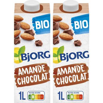 Bjorg Lait d'Amande Chocolat Boisson Végétale Bio, Lot de 2x1L