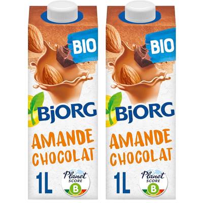 Bjorg Lait d'Amande Chocolat Boisson Végétale Bio, Lot de 2x1L