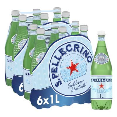 San Pellegrino Eau gazeuse minérale naturelle, 2 packs de 6x1L