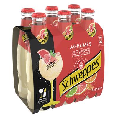 Schweppes Soda saveur 4 Agrumes, 6x25cl