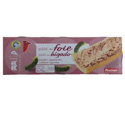 Auchan Pâté de foie qualité supérieure, 3x78g