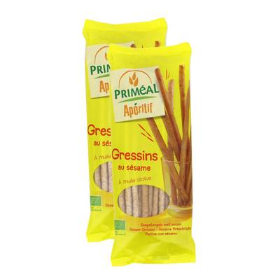 Priméal Gressins au sésame, bio, lot de 2x120g