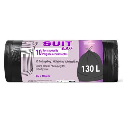 Suit Sac poubelle poignées, 10x130L