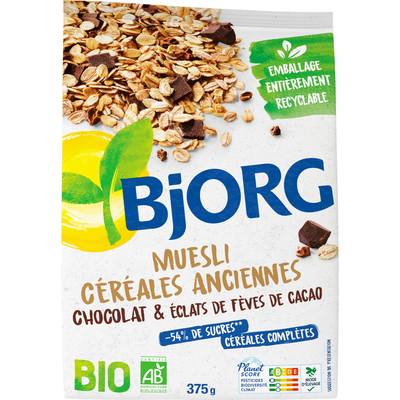 Bjorg Muesli aux Céréales Anciennes Chocolat Bio, 375g