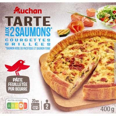 Auchan Tarte aux 2 Saumons et Courgettes Grillées, 400g