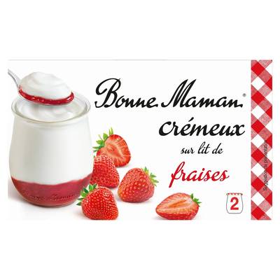 Bonne Maman Crémeux sur lit de fraises, 2x125g