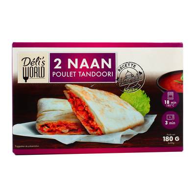 Déli's World Naans au Poulet Tandoori, 2 Naans - 180g