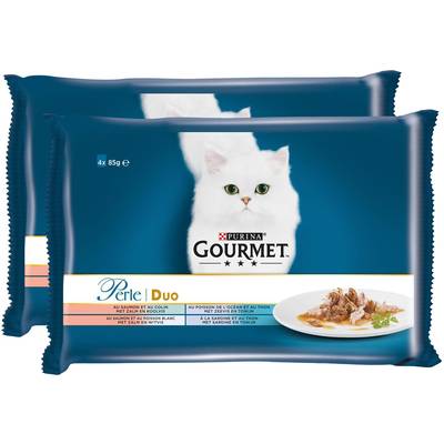 Purina - Gourmet Perle Sachets Duo de la Mer 4 Variétés pour chat, Lot de 2x4x85g
