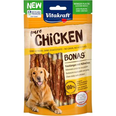 Vitakraft Pure Bonas Os Calcium Poulet - Friandise récompense pour chien, 80g