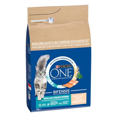 Purina - One Croquettes Truite Bifensis pour Chat Adulte Stérilisé, 3kg