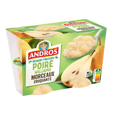 Andros Dessert fruitier avec morceaux poire williams, 4x100g