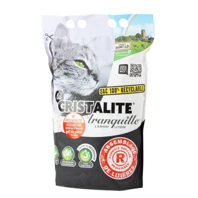 Tranquille Litière Minérale Absorbante Silice cristaux en gel La Cristalite pour chat, 3,95L