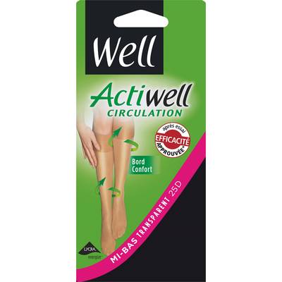 Well Mi-bas transparent Actiwell Circulation Noir 25D, Taille 39/41