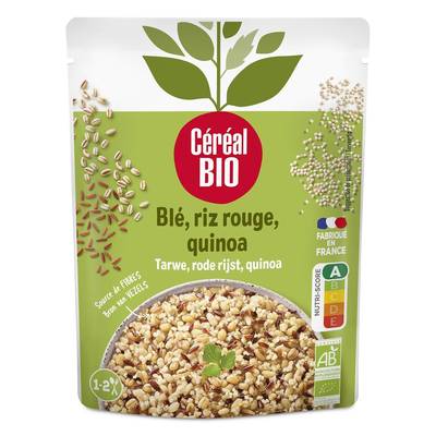 Céréal Bio Blé Riz rouge Quinoa au naturel Vegan Bio, 200g