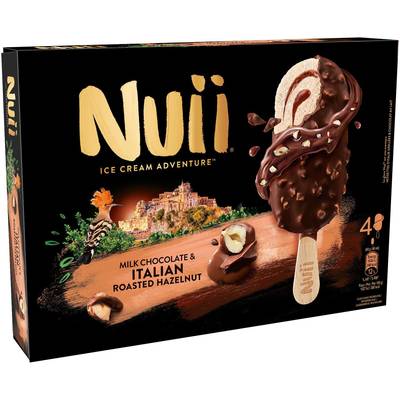 Nuii Bâtonnets Noisettes Chocolat, 4 bâtonnets - 272g