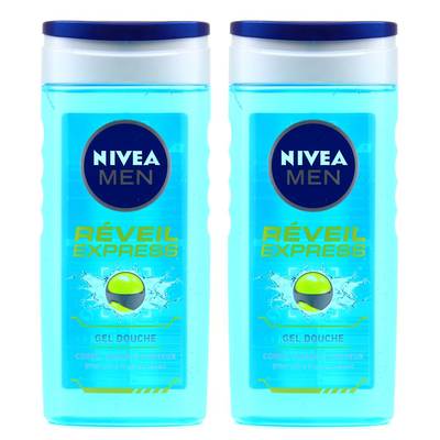 Nivea Men Gel douche Réveil Express 3en1, Lot de 2x250ml