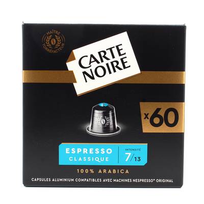 Carte Noire Capsules de café Espresso Classique n°7 compatibles Nespresso, 60 capsules
