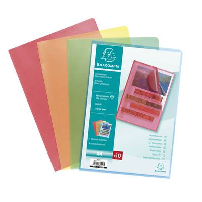 Exacompta Pochettes coin couleur A4 21x29,7 cm, 10  pochettes