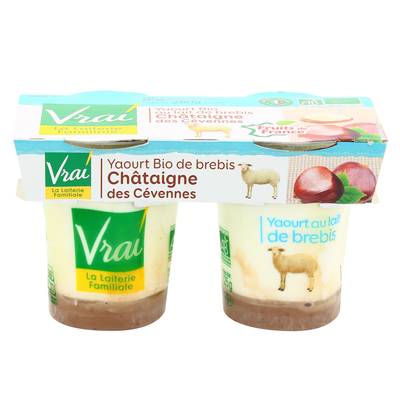 Vrai Yaourt bio châtaigne au lait de brebis, 2x125g