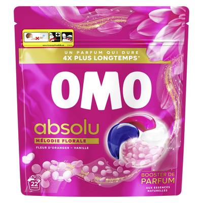 Omo Lessive capsules Absolu Fleur d'Oranger Vanille, 22 capsules