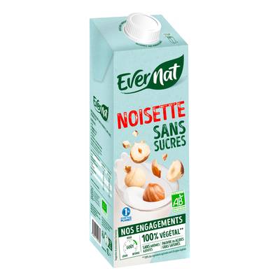 Evernat Boisson Noisette Sans Sucre Bio, 1L