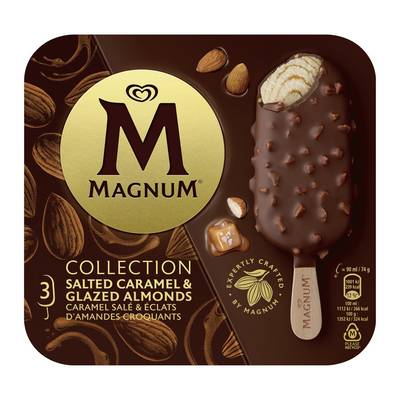 Magnum Bâtonnets Caramel salé amandes, 3 bâtonnets - 222g